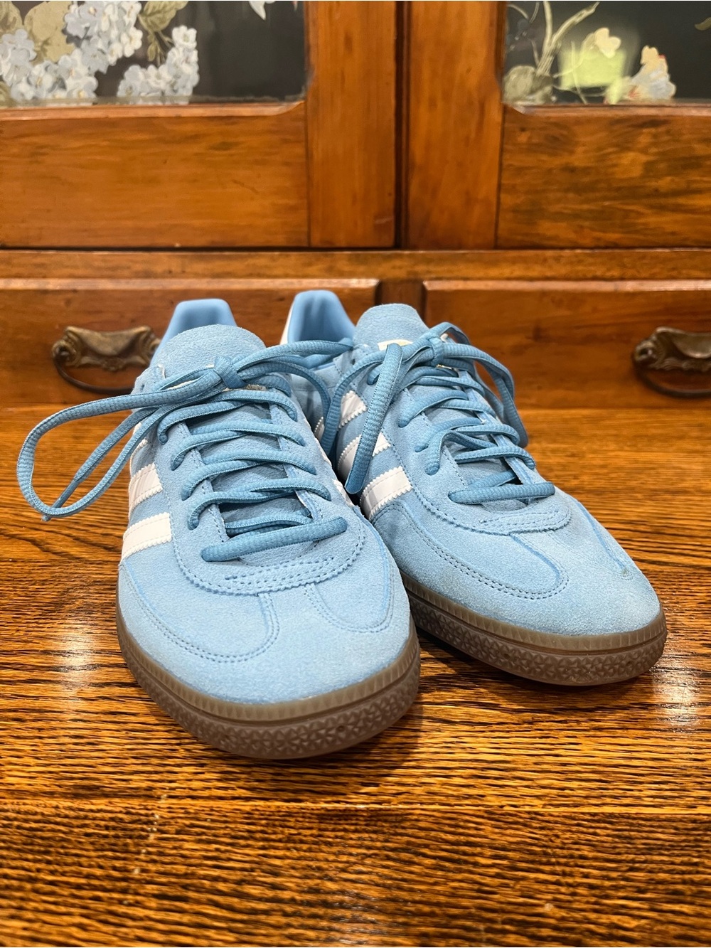 Men’s Adidas Handball Spezial Size 8 – Light Blue/White Suede Gum Sole - Picture 3 of 9